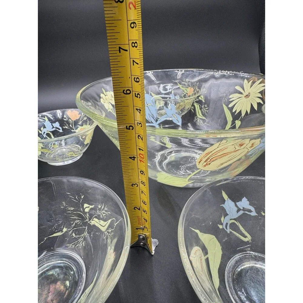 7 Piece Dorthy Thorpe Hand Painted California Wildflowers Large Salad Bowl Set